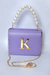 Samyukta Singhania_Purple Acrylic Monogram And Pearl Embellished K - Initial Box Sling Bag_Online_at_Aza_Fashions