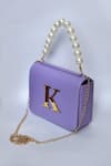 Buy_Samyukta Singhania_Purple Acrylic Monogram And Pearl Embellished K - Initial Box Sling Bag_Online_at_Aza_Fashions