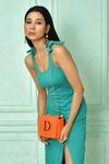 Shop_Samyukta Singhania_Orange Acrylic Monogram And Pearl Embellished D - Initial Box Sling Bag_at_Aza_Fashions