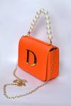 Buy_Samyukta Singhania_Orange Acrylic Monogram And Pearl Embellished D - Initial Box Sling Bag_Online_at_Aza_Fashions