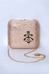 Samyukta Singhania_Peach Sequin And Thread Embroidered Ogee Lucknowi Work Clutch_Online_at_Aza_Fashions