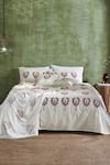 Buy_Houmn_Cream Cotton Fig Tree Block Print Bedsheet Set _at_Aza_Fashions