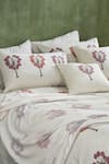 Shop_Houmn_Cream Cotton Fig Tree Block Print Bedsheet Set _at_Aza_Fashions