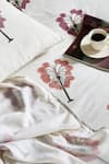 Houmn_Cream Cotton Fig Tree Block Print Bedsheet Set _Online_at_Aza_Fashions