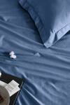 Houmn_Blue Cotton Feather Stitch Solid Bedsheet Set_Online_at_Aza_Fashions