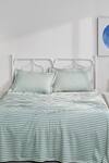 Buy_Houmn_Green Cotton Stripe Print Bedsheet Set _at_Aza_Fashions