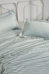 Shop_Houmn_Green Cotton Stripe Print Bedsheet Set _at_Aza_Fashions