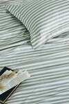 Houmn_Green Cotton Stripe Print Bedsheet Set _Online_at_Aza_Fashions