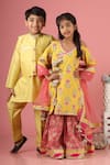 Buy_MINIME ORGANICS_Gold Cotton Silk Embroidered Sequin Jacket And Kurta Set _Online_at_Aza_Fashions