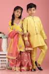 Shop_MINIME ORGANICS_Gold Cotton Silk Embroidered Sequin Jacket And Kurta Set _Online_at_Aza_Fashions