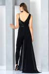 Shop_Eli Bitton_Black 60% Rayon Embroidered Sequin And Cut Dana Work Emily Draped Jumpsuit _at_Aza_Fashions