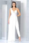 Buy_Eli Bitton_White 60% Rayon Embroidered Sequin And Cut Dana Work Emily Draped Jumpsuit _at_Aza_Fashions