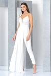 Eli Bitton_White 60% Rayon Embroidered Sequin And Cut Dana Work Emily Draped Jumpsuit _Online_at_Aza_Fashions