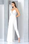 Buy_Eli Bitton_White 60% Rayon Embroidered Sequin And Cut Dana Work Emily Draped Jumpsuit _Online_at_Aza_Fashions