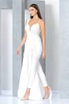 Shop_Eli Bitton_White 60% Rayon Embroidered Sequin And Cut Dana Work Emily Draped Jumpsuit _Online_at_Aza_Fashions