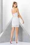 Shop_Eli Bitton_White Polyester, Lycra Sequins Sweetheart Neck Embroidered Short Dress _at_Aza_Fashions