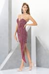 Buy_Eli Bitton_Fuchsia Polyester Net Embroidered Sequins Sweetheart Neck Work Short Dress _Online_at_Aza_Fashions