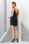 Shop_Eli Bitton_Black Polyester, Net Sequins, Fringe, Crystals Sweetheart Neck Designer Dress _at_Aza_Fashions