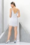 Shop_Eli Bitton_White Polyester, Lycra Sequins, Fringe, Crystals Galita Embroidered Short Dress _at_Aza_Fashions