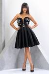 Buy_Eli Bitton_Black Polyester Sequins Sweetheart Neck Adva Embroidered Corset Dress _at_Aza_Fashions