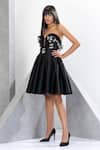 Shop_Eli Bitton_Black Polyester Sequins Sweetheart Neck Adva Embroidered Corset Dress _Online_at_Aza_Fashions