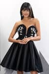 Eli Bitton_Black Polyester Sequins Sweetheart Neck Adva Embroidered Corset Dress _at_Aza_Fashions