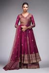 Buy Shruti S Wine Silk, Modal, Organza Hand Block Print Angrakha Anarkali Sharara Set at Aza Fashions Buy_Shruti S_Wine Silk, Modal, Organza Hand Block Print Angrakha Anarkali Sharara Set _at_Aza_Fashions