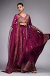 Shruti S Wine Silk, Modal, Organza Hand Block Print Angrakha Anarkali Sharara Set at Aza Fashions Shruti S_Wine Silk, Modal, Organza Hand Block Print Angrakha Anarkali Sharara Set _at_Aza_Fashions