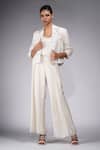 Buy Shruti S Off White Silk Sequins, Zari Collared Embroidered Jacket Pant Set at Aza Fashions Buy_Shruti S_Off White Silk Sequins, Zari Collared Embroidered Jacket Pant Set _at_Aza_Fashions