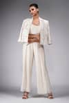 Shruti S Off White Silk Sequins, Zari Collared Embroidered Jacket Pant Set at Aza Fashions Shruti S_Off White Silk Sequins, Zari Collared Embroidered Jacket Pant Set _at_Aza_Fashions