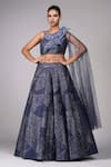 Buy_Shruti S_Grey Raw Silk Embroidery Zari Asymmetric Neck Sequin And Lehenga With Blouse_at_Aza_Fashions