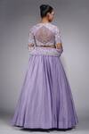 Shop_Shruti S_Purple Silk, Organza Pearls, Zari, Lehenga And Floral Embroidered Blouse Set _at_Aza_Fashions
