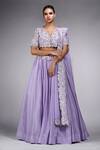 Shop_Shruti S_Purple Silk, Organza Pearls, Zari, Lehenga And Floral Embroidered Blouse Set _Online_at_Aza_Fashions