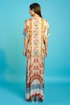 Shop_The Boozy Button_Multi Color Moroccan Silk Printed Kashmiri Floral V Neck Kaftan  _at_Aza_Fashions