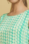 Samyukta Singhania_Green Viscose Georgette Floral Round Pattern Long Tunic _at_Aza_Fashions