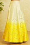 Shop_Khwaab by Sanjana Lakhani_Yellow Silk Embroidery Cord Leaf Neck Lehenga And Blouse Set_Online_at_Aza_Fashions