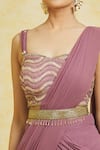 Buy_Samyukta Singhania_Purple Saree Georgette Embroidery Cutdana Sweetheart Neck Lehenga With Blouse _Online_at_Aza_Fashions