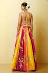 Buy_Vandana Sethi_Multi Color Dupion Silk Embroidered Gota Patti V Neck Lehenga Set 