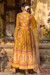 Shop_Sandhya Shah_Yellow Raw Silk Printed And Embroidery Chintz Floral Mandarin & Anarkali Set _at_Aza_Fashions