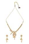 Shop_Samyukta Singhania_Gold Plated Stones Cutwork Pendant Necklace Set _at_Aza_Fashions