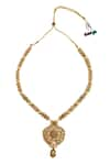 Shop_Samyukta Singhania_Gold Plated Stones Floral Carved Necklace Set _at_Aza_Fashions