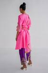 Shop_Esha Arora_Pink Silk, Crepe, Organza Fringe, Zari Floral Zardosi Embroidered Kurta Set _at_Aza_Fashions