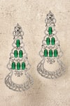 Shop_Nazaakat By Samara Singh_Silver Plated Stone Embellished Cutwork Chandbalis_at_Aza_Fashions