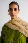 Shop_Esha Arora_Green Silk, Tissue, Linen Embroidery Round Neck Zardosi Kurta Set _Online_at_Aza_Fashions