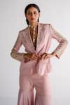 Buy_Esha Arora_Pink Silk Chanderi Embroidered Aari Lapel Blazer And Sharara Set _Online_at_Aza_Fashions