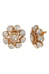 Shop_Ishhaara_Gold Plated Kundan Stones Embellished Stud Earrings _Online_at_Aza_Fashions