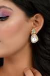 Ishhaara_Gold Plated Polki Stones And American Diamonds Embellished Earrings _Online_at_Aza_Fashions