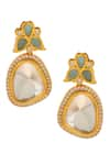 Shop_Ishhaara_Gold Plated Polki Stones And American Diamonds Embellished Earrings _Online_at_Aza_Fashions