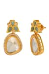 Ishhaara_Gold Plated Polki Stones And American Diamonds Embellished Earrings _at_Aza_Fashions