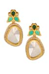 Buy_Ishhaara_Gold Plated Polki Stones And American Diamonds Embellished Earrings _Online_at_Aza_Fashions